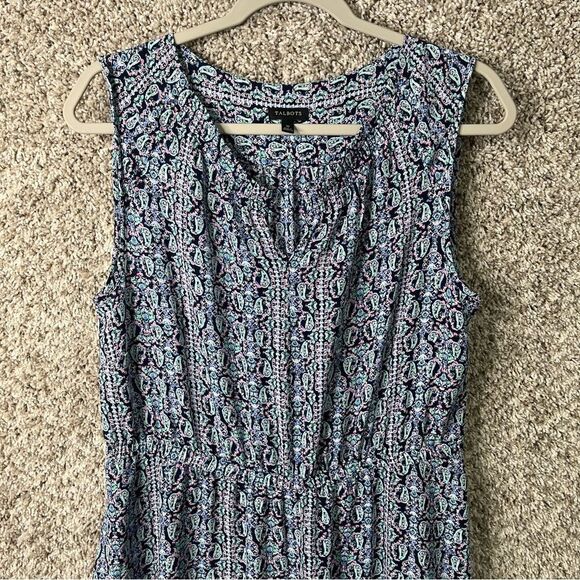 Talbots Dress Women’s 10 Blue and Pink Paisley Print Sleeveless Stretch - Picture 2 of 7